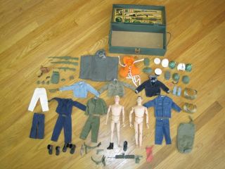 Vintage lot of 1964 GI Joe Figures, Clothes, and Accessories in the