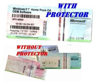  Licence Self Adhesive Clear Protector 70x23mm Free Windows7 Label