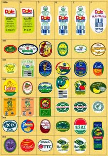 BANANA LABELS STICKERS COLLECTION 41 DIFFERENT ECUADOR BRAZIL COSTA