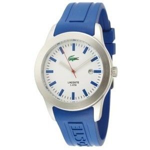 Lacoste Mens 2010413 Advantage Blue Rubber Logo Strap White Dial Watch