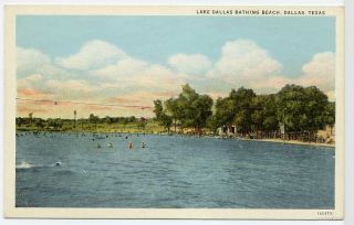 Dallas Texas Old Postcard Lake Dallas Bathing Beach