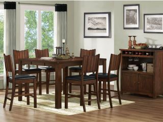 LADSON 7pcs CASUAL MODERN BROWN SQUARE COUNTER HEIGHT DINING TABLE