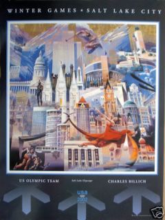 2002 Salt Lake CIty Cityscape Olympic Poster Artist: Charles Billich