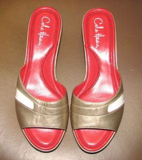 Cole Haan Air Laetitia Gold Metallic Cherry Leather Slides Sandals 8 B