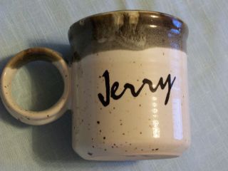 Clay in Mind Pottery Coffee Mug Cup Jerry 1983 Never Used Biege Brown