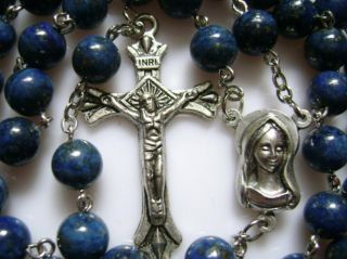 Natural Lapis Lazuli Bead Rosary Cross Real