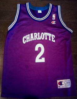 90s LARRY JOHNSON charlotte hornets champion jersey grandmama S XS NBA