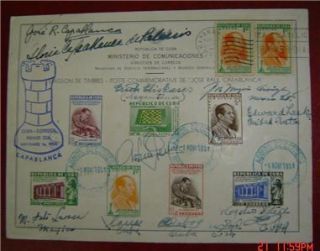 Cuba Chess Capablanca Edward Lasker Stamps Autographs