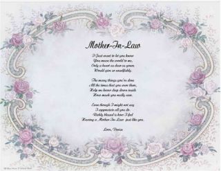 Mother in Law Personalized Poem Mothers Day Gift