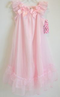 Laura Dare Girls Light Pink Long Fancy Night Flutter Gown Sizes 2 3 5