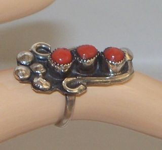 Old Pawn Navajo Coral and Sterling Ring Native American Collectible