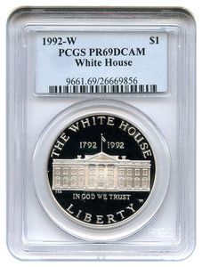 1992 w $1 PCGS Proof 69 DCameo White House Modern Commemorative Silver