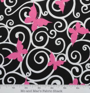 Ribbons of Hope by Rosemarie Lavin 35044 1 Pink Butterflies on Black
