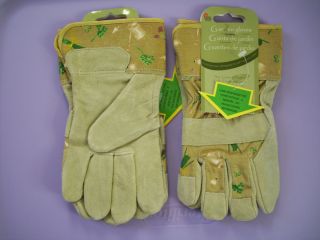 Lot of 2 Pairs Ladies Womens Garden Gloves Medium Leather Palm