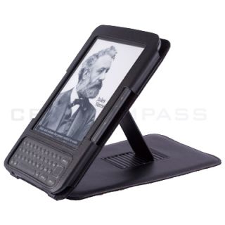 Black Leather Case Cover Stand for  Kindle Keyboard 3 Kindle 3