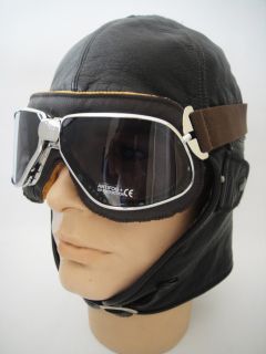 New Aviator Winter Leather Motorcycle Helmet Cap Aviation Convertible
