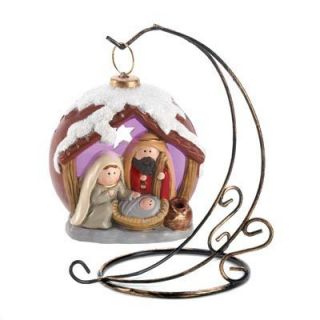 CHRISTMAS NATIVITY ORNAMENT WITH STAND Lightedcan also hang on tree