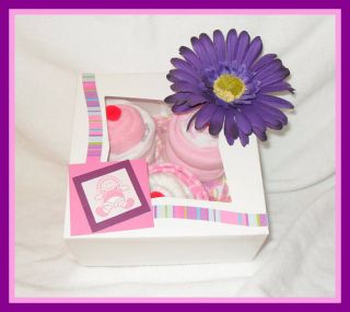 Piece Baby Girl Onesie and Diaper Cupcake Gift Box Perfect Baby Gift
