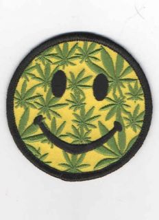 Iron on Patch Smiley Face Pot Leaf 2