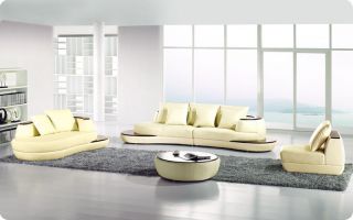 Modern Leather Loveseats Sectional Sofa with End Tables