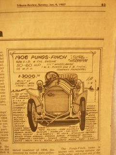 1906 Pungs Finch Auto Album Newspaper Article