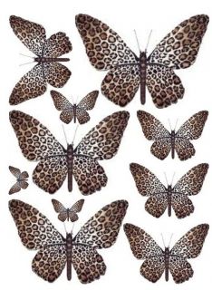 26 Leopard Print Butterfly Edible Stand Up Cake Decoration Toppers