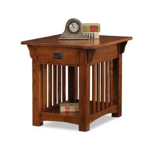 Leick Mission Impeccable End Table with Drawer in Medium Oak 8207