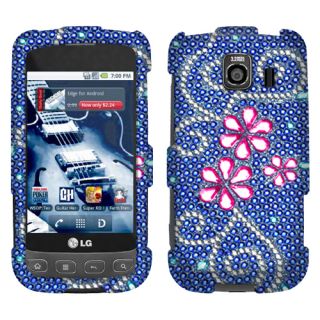 LG Optimus s LS670 Cell Phone Juicy Flower Full Bling Stone Hard Case