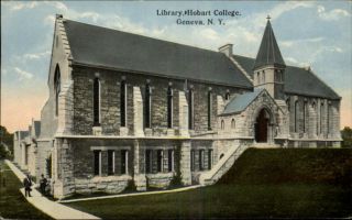 Geneva NY Library Hobart College c1910 Postcard