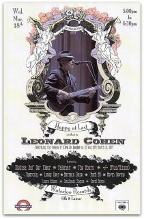 Leonard Cohen RARE Poster Promoting His Austin Texas Listening Party