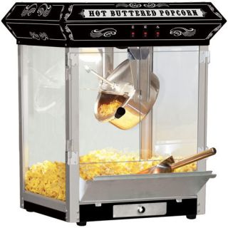 8oz Black Bar Table Top Popcorn Popper Maker Machine FT825CB