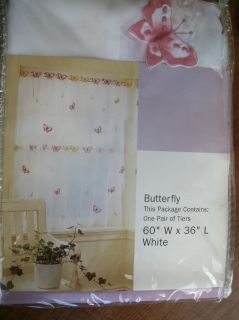 Lichtenberg Co Butterfly Curtains 60 w 36L Pair Tiers White
