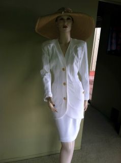 Lillie Rubin Vintage White Cocktail Body Con Bandage Skirt Suit Size M