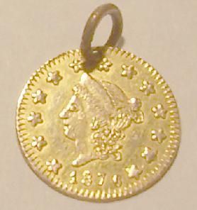  Gold Half Dollar Coin Jewelry Pendant Authentic Small Liberty AU