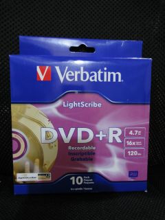 Verbatim Lightscribe 16x DVD R 4 7GB 120Min 10pack