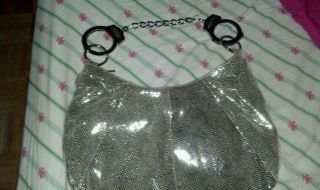 Cuffz by Linz Handcuff Purse Handbag Bag Silver Soft Shimmery