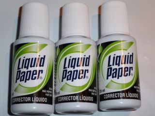 Liquid Paper Correction Fluid White 3 Bottles 20ml ea Brand New