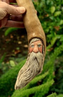 Hat Santa Gnome Wood Spirit OOAK Wood Carving by Lisa Rogers