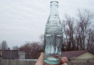 Litchfield IL Square Coke Bottle Soda Water 6 Star Panels Aqua 1920s