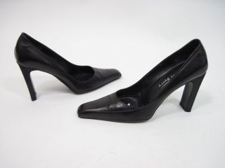 Michel Perry Black Leather High Heels Pumps Shoes 6