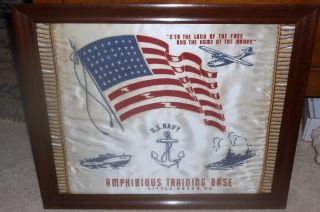 War II Navy Flag Pennant Pillow AMPHIBIOUS TRAINING UNIT LITTLE CREEK