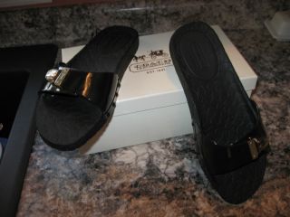 Coach Cybel Slide Sandals New In Box Size 8 Black Great for the beach