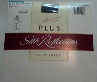 New Hanes Plus Silk Reflections Pantyhose Barely Black Size Plus