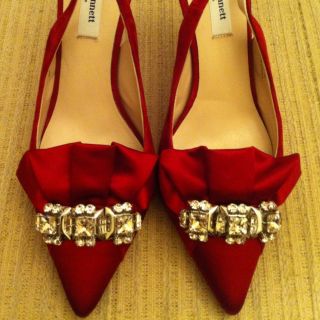 LK Bennett Stunning Red Suede Sparkly Shoes Size 39