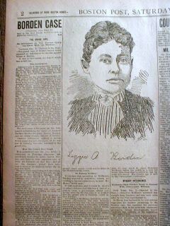 BEST1892 Newspaper Lizzie Borden Kills Parents Whatchet Fall River