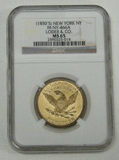 1850s) Loder & Co. New York Merchant Token M NY 466a (Brass)   NGC MS