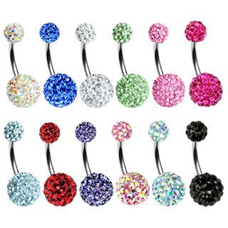 Navel Belly Button Bar Ring Crystal Ferido Body Jewelry Piercing 492