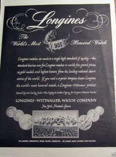 Longines Watches by Long Witt Watch Company April 1947 B w Vintage Ad