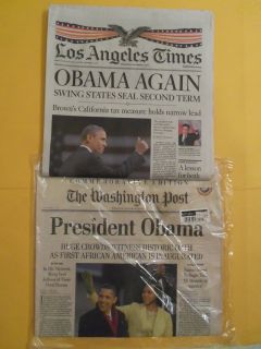Los Angeles Times Nov 7, 2012 OBAMA & Washington Post Jan 21, 2009