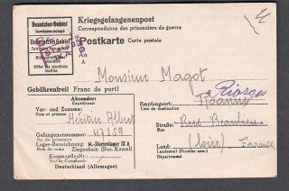 WWII pow Post Card Stalag IX A Germany to France Loire
